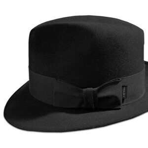 Stetson Royal Saxon Black Fur Felt Hat Fedora 7-1/8 2" Brim Great Condition
